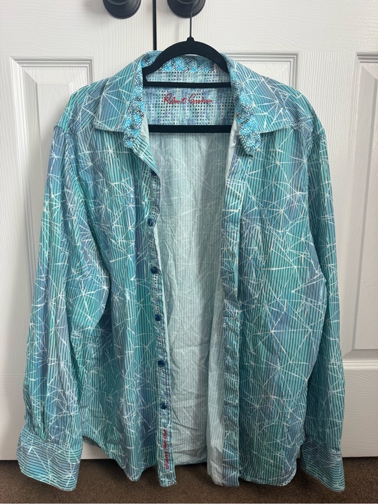 Kenar Other - Kenar Teal and White Geometric Lightweight Shirt Jacket